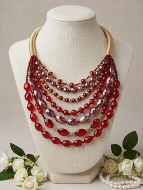 Bold Multistrand Beaded Statement Necklace